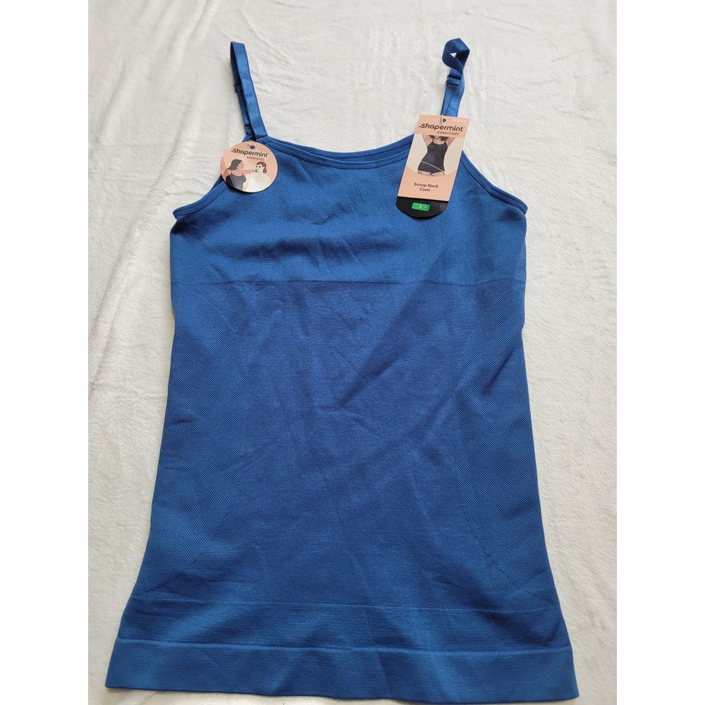 NWT Shapermint Scoop Neck Cami Women Large Blue Shapewear Seamless Tank